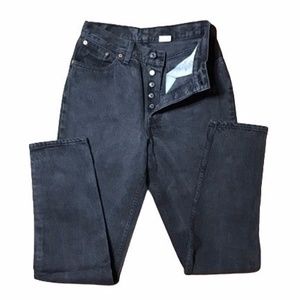 Vintage 90s LEVIS 501 Button Fly High Waist Black Jeans 9M